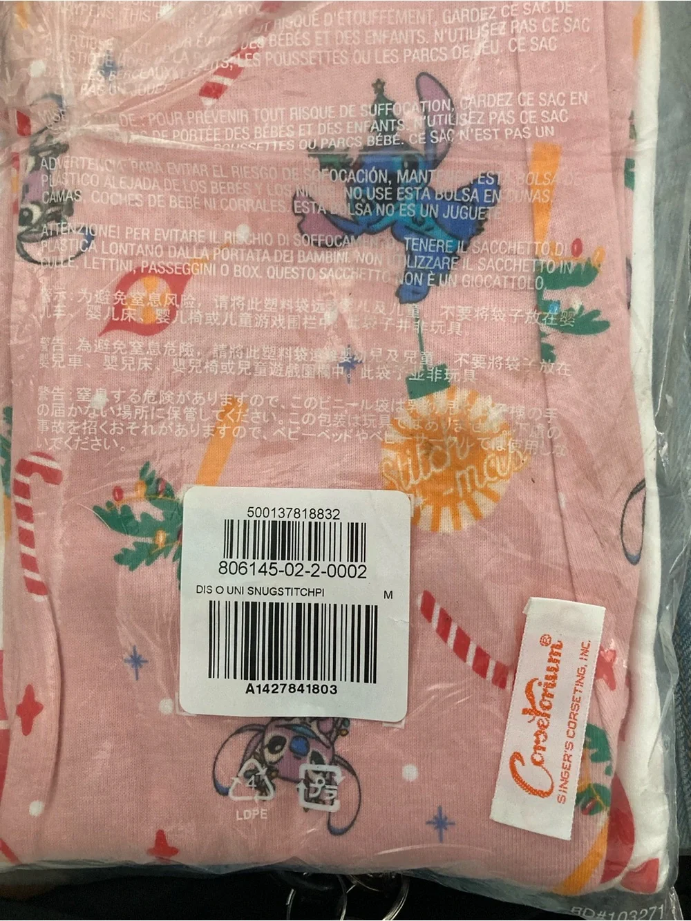 Old Navy Pink & White Disney Stitch 'Ohana Kids Pajama Set medium/girls 8